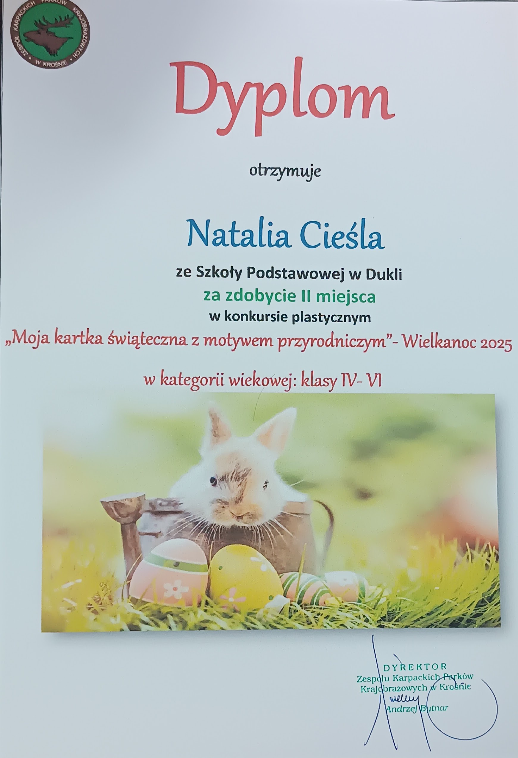 Sukces Natalii Cieśli z klasy 5b w konkursie plastycznym