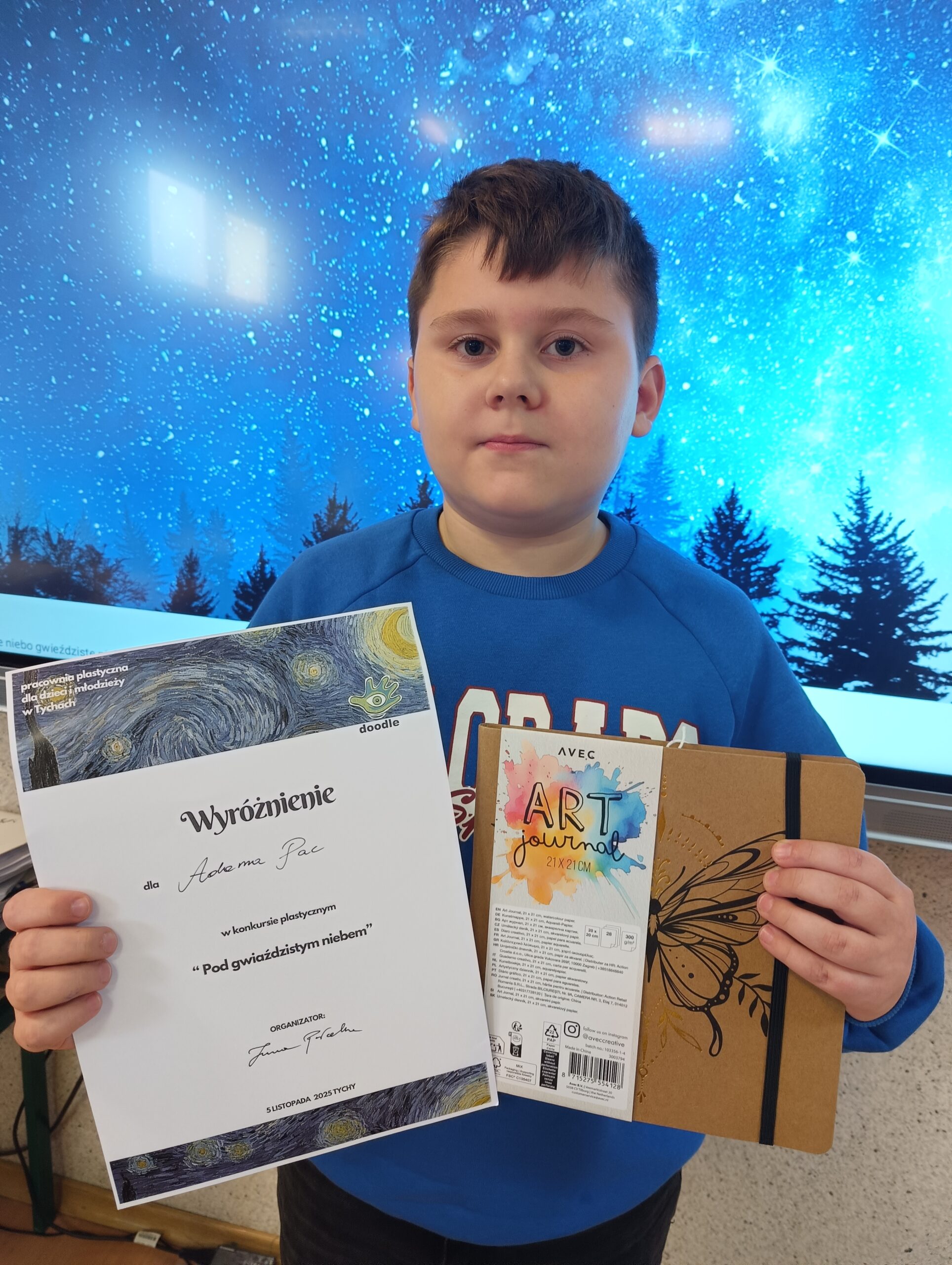 ADAM PAC Z KLASY 3 C WYRÓŻNIONY W OGÓLNOPOLSKIM KONKURSIE PLASTYCZNYM